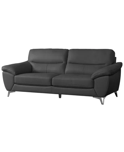 Abbyson Living 86" Top Grain Leather Sofa In Dark Gray