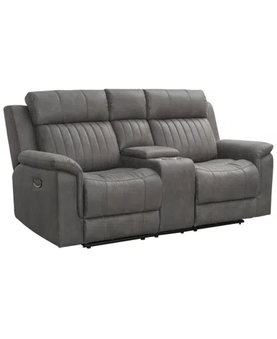 Abbyson Living 75" Fabric Power Reclining Console Loveseat In Gray