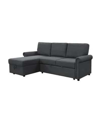 Abbyson Living Hamilton 2 Piece Storage Sofa Bed Reversible Sectional In Charcoal Gray