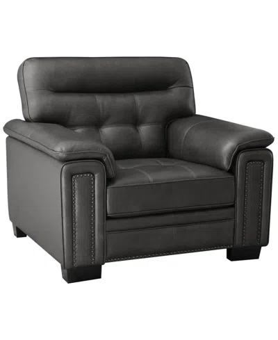 Abbyson Living Harrison 43" Leather Traditional Chair In Gray