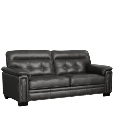 Abbyson Living Harrison 87" Leather Traditional Sofa In Gray