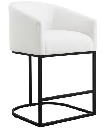 Abbyson Living Jace 35.4" Polyester Upholstered Counter Stool In White