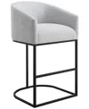 Abbyson Living Jace 39.8" Polyester Upholstered Barstool In Light Gray