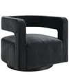 Abbyson Living Lunar 28" Stain-resistant Fabric Swivel Chair In Black