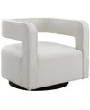 Abbyson Living Lunar 28" Stain-resistant Fabric Swivel Chair In Cream
