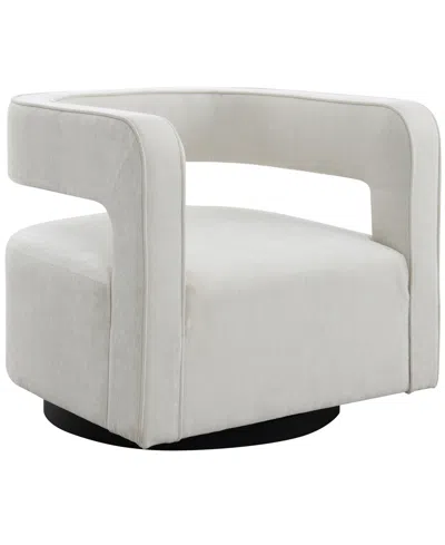 Abbyson Living Lunar 28" Stain-resistant Fabric Swivel Chair In Cream