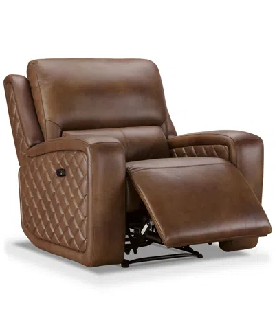 Abbyson Living 41" Leather Power Reclining Chair In Camel