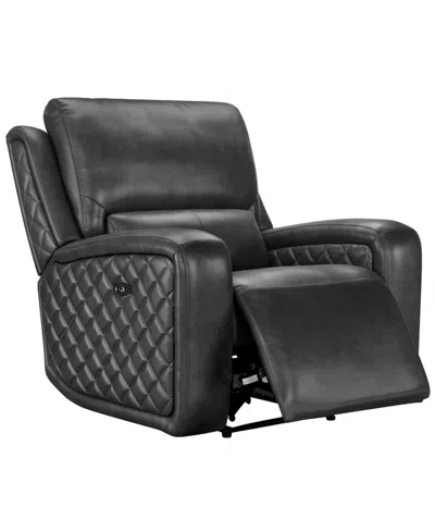 Abbyson Living 41" Leather Power Reclining Chair In Gray