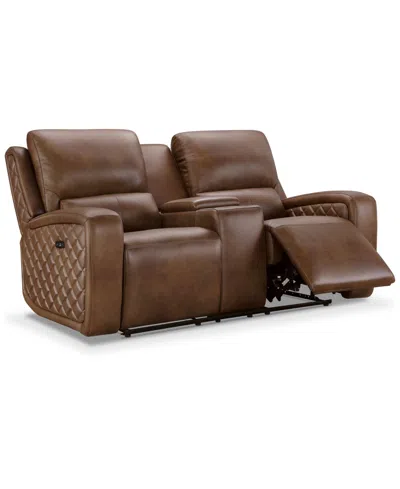 Abbyson Living 78" Leather Power Reclining Loveseat In Camel