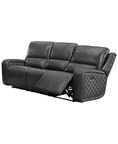 Abbyson Living Raymond 86" Leather Power Reclining Sofa In Gray