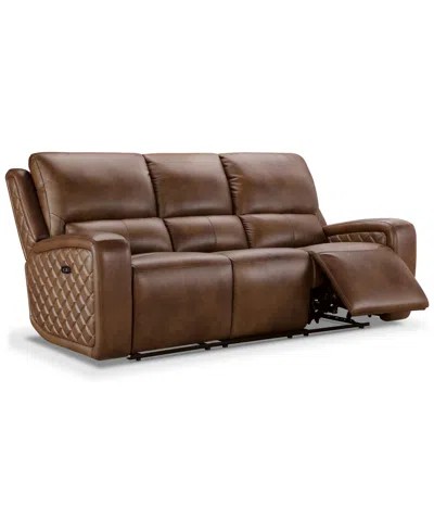 Abbyson Living 86" Leather Power Reclining Sofa In Camel