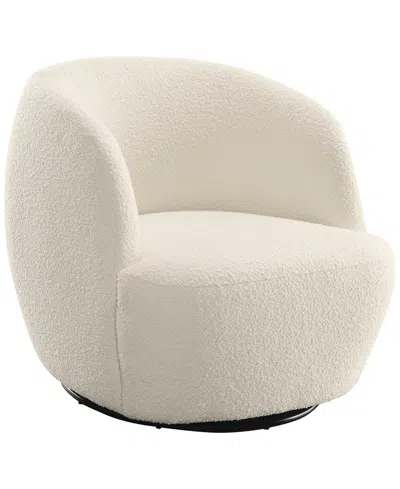 Abbyson Living Serena 30" Contempoary Boucle Swivel Chair In Ivory
