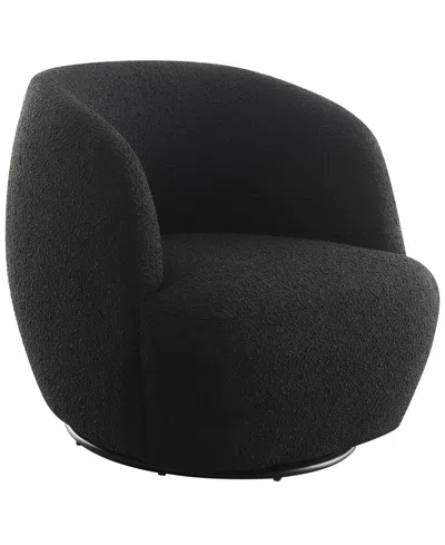 Abbyson Living Serena 30" Contemporary Boucle Swivel Chair In Black