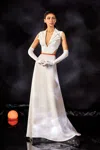 Abdo Aoude Couture Crepe Multi Collared Gown In Ivory