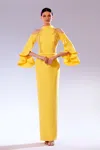 Abdo Aoude Couture Long Sleeve Open-shoulder Gown