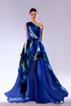 Abdo Aoude Couture One-shoulder Draping Gown In Multi