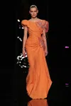 ABED MAHFOUZ CAP SLEEVE GOWN WITH BEADING