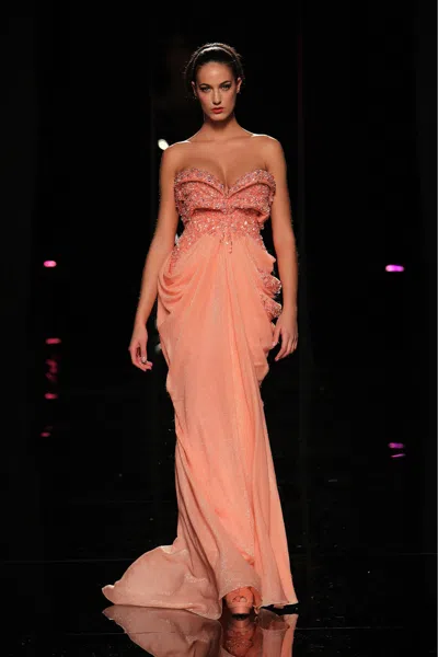 Abed Mahfouz Embellished Sculpted Bodice Gown In Pink