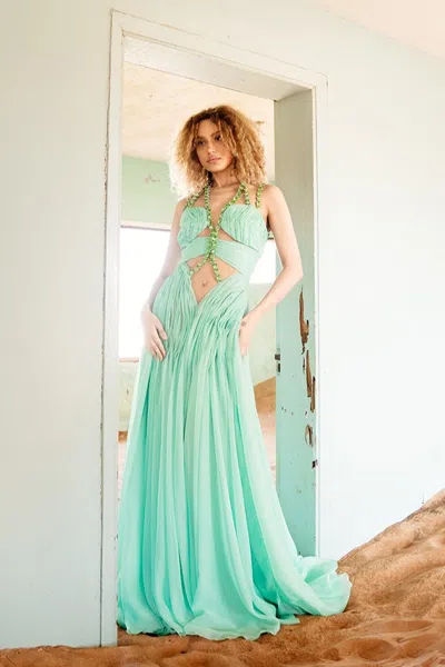Abed Mahfouz Jeweled Strappy Gown In Ivory
