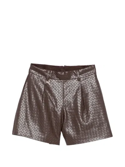 Abel & Lula Kids' Basket-weave Effect Shorts In Brown