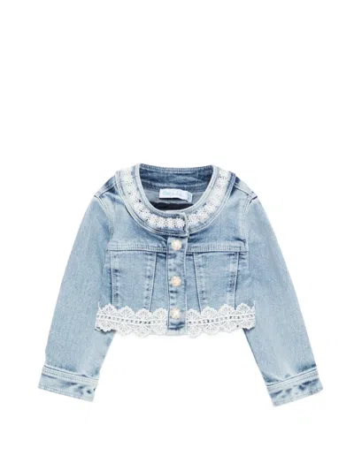 Abel & Lula Babies' Bleached Lace Jacket In Blue