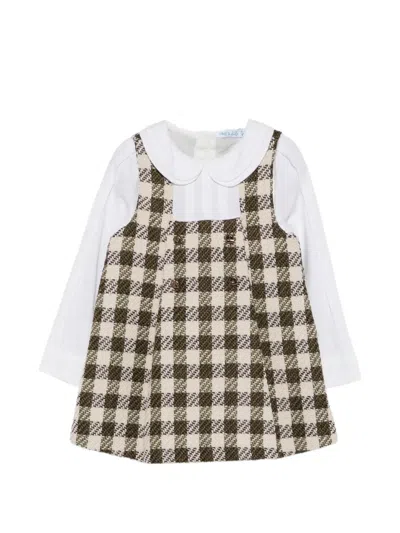 Abel & Lula Kids' Check-pattern Double-breasted Dress In Neutrals
