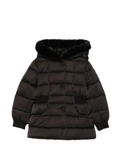 Abel & Lula Kids' Faux-fur Trim Padded Coat In Black