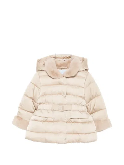 Abel & Lula Babies' Faux-fur Trim Padded Coat In Neutrals
