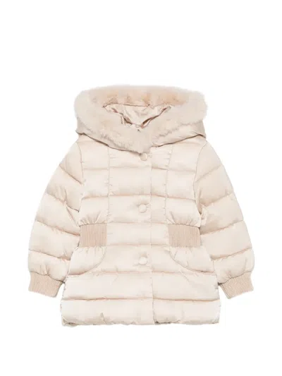 Abel & Lula Kids' Faux-fur Trim Padded Coat In Neutral
