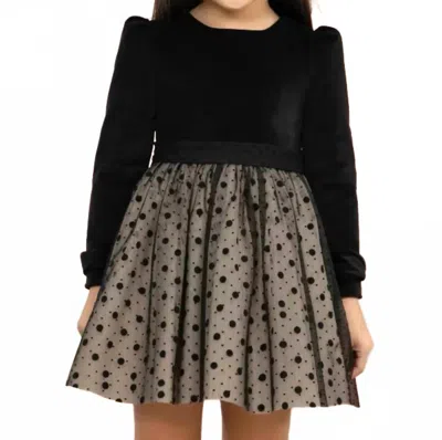 Abel & Lula Kids' Flocked Tulle Dress In Black