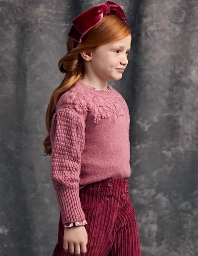 Abel & Lula Kids' Floral Embroidered Sweater In Blush In Pink