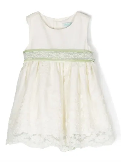 Abel & Lula Babies' Floral-lace Tulle Dress In White