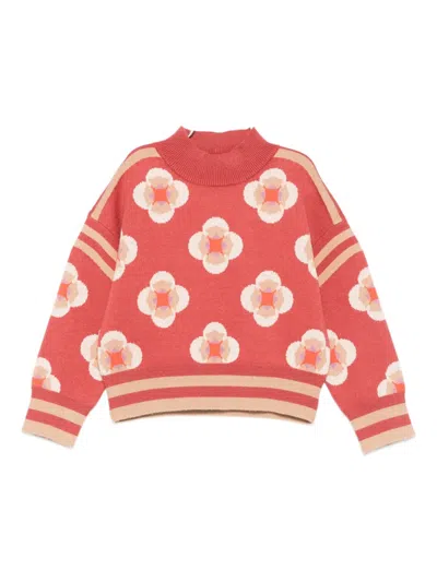 Abel & Lula Floral-pattern Sweater In Red