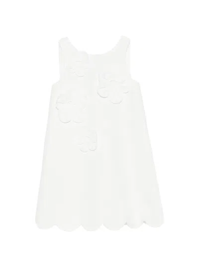 Abel & Lula Flower Appliqué Scalloped Dress In White
