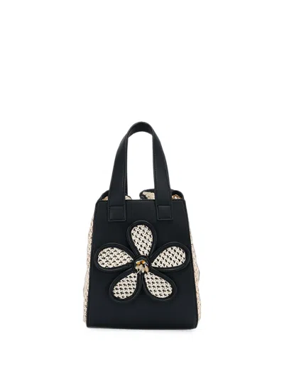 Abel & Lula Flower-patchwork Woven Tote Bag In 黑色