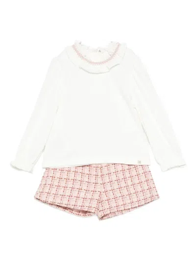 Abel & Lula Babies' Frill-neck Tweed Tracksuit In White
