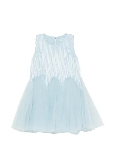 Abel & Lula Kids' Fringed Sleeveless Dress In Blue