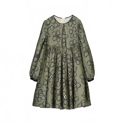 Abel & Lula Kids' Girl's Bayleaf Viscose Dress In Olive In Green