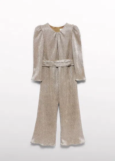 Abel & Lula Kids' Girl's Knit Jumpsuit In Bronze In Gray