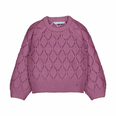 Abel & Lula Kids' Girl's Openwork Glitter Sweater In Lilac In Purple
