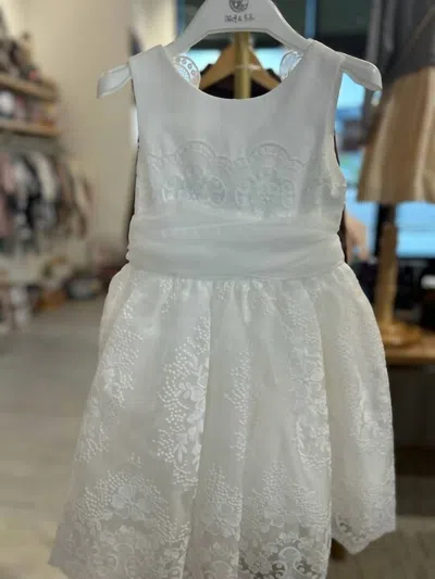 Abel & Lula Kids' Girl's Organza Embroidered Occasion Dress In White