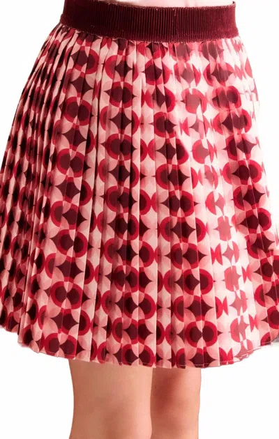 Abel & Lula Kids' Girl's Pleated Mini Skirt In Red In Multi