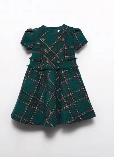 Abel & Lula Kids' Girls Plaid Frying Dress In Green In Multi