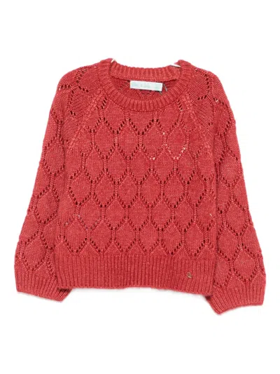 Abel & Lula Kids' Honeycomb-pattern Jumper In Red