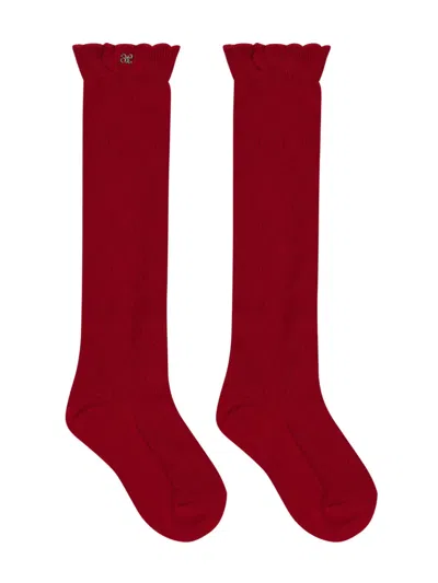 Abel & Lula Kids' Jacquard Socks In Red