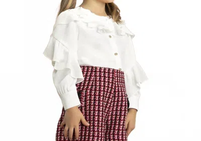 Abel & Lula Kid's Chiffon Ruffle Blouse In White