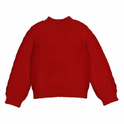 Abel & Lula Kid's Fuzzy Sweater In Red In Multi