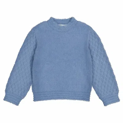 Abel & Lula Kid's Fuzzy Sweater In Sky Blue