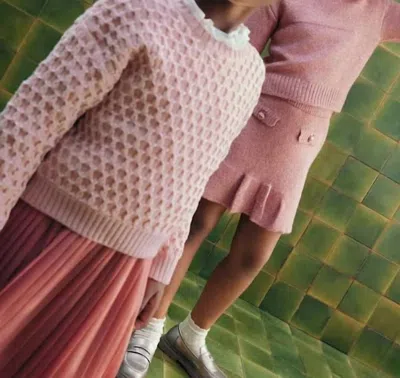 Abel & Lula Kid's Petal Jacquard Sweater In Pink