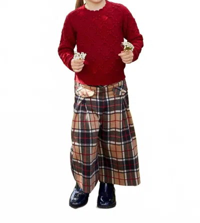 Abel & Lula Kid's Plaid Culotte Pants In Multi In Red